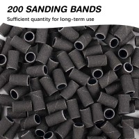 Rolybag Sanding Bands For Nail Drill 240 Grit Extreme Fine Nail Sanding Bands 200Pcs Black Professional Sanding Bands And 2Pcs N