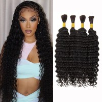 Deep Wave Bulk Hair For Braiding Wet And Wavy Micro Braiding No Weft Faux Deep Wave Braiding Hair Extensions For Box Boho Braids