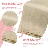 Fshine Weft Real Human Hair Extensions For Women Platinum Blonde Sew In Hair Extensions Blonde Hair Weft Remy Human Hair Extensi