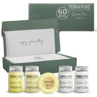 Terra Pure Gree Tea Amenity Kit Boxed Hotel Toiletries Bulk Set 1Oz Travel Size Shampoo Conditioner Lotion Body Wash Bo