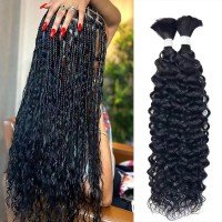 26 In Human Braiding Hair For Boho Braids Curly Human Hair Braiding Hair Wet And Wavy Water Wave Bulk Human Hair For Braiding 2