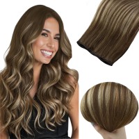 Full Shine Genius Weft Hair Extensions Balayage Hair Extensions Sew In Color Brown To Caramel Brown Hand Tied Weft Extensions So