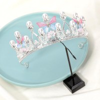 Tiara Butterfly Crown Gold Pearl Headband Rhinestone Hairpiece For Wedding Bridal Prom Birthday Party Cosplay Silver