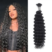 Human Hair Braiding Hair Deep Wave Bulk 100 Percent Human Hair 18Inch Unprocessed Brazilian Hair For Human Hair Extensions 1 Bra