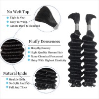 Human Hair Braiding Hair Deep Wave Bulk 100 Percent Human Hair 18Inch Unprocessed Brazilian Hair For Human Hair Extensions 1 Bra