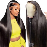 Wonder Girl 28 Inch Hd Lace Front Wigs Human Hair 13X4 Straight Lace Frontal Wigs Pre Cut Laceglueless Wigs Human Hair Pre Pluc