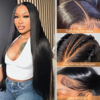 Wonder Girl 28 Inch Hd Lace Front Wigs Human Hair 13X4 Straight Lace Frontal Wigs Pre Cut Laceglueless Wigs Human Hair Pre Pluc