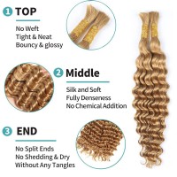 Human Braiding Hair Deep Wave Bulk Human Hair For Braiding 16Inch No Weft 100G 2Bundles1Pack 10A Brazilian Virgin Curly Micro