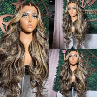 Quandian 30 Inch Balayage Highlight Lace Front Wig Human Hair Fb27 Colored Body Wave Lace Front Wigs Human Hair 13X6 Hd Lace 18