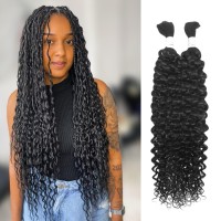 Human Braiding Hair For Boho Braids 2 Bundles 100G 14Inch Water Wave Human Hair Braiding Hair 12A Brazilian Virgin No Weft Hair