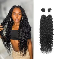 Human Braiding Hair For Boho Braids 2 Bundles 100G 24Inch Water Wave Human Hair Braiding Hair 12A Brazilian Virgin No Weft Hair