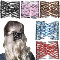 5 Pieces Elastic Magic Hair Comb Stretchy Double Comb Hair Forks Clips For Women Girls Vintage Hairstyle Multipurpose Hair Acces