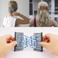 5 Pieces Elastic Magic Hair Comb Stretchy Double Comb Hair Forks Clips For Women Girls Vintage Hairstyle Multipurpose Hair Acces