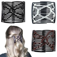 3 Pieces Elastic Magic Hair Comb Clips Stretchy Double Comb Hair Forks For Women Girls Vintage Hairstyle Multipurpose Hair Acces