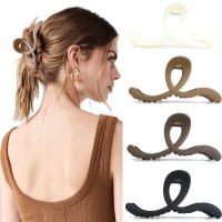 Liliebe 51 Wave Shape Large Hair Claw Clips For Women Holds Closely To Thick Long Hair Matte4Pcs