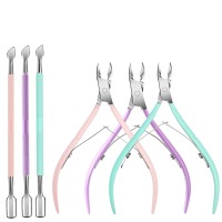 6 Packs Cuticle Trimmer With Pusher Professional Stainless Steel Cuticle Nippers Cutter Clippers And Cuticle Remover Manicure