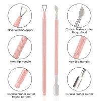 2Pcs Cuticle Pusher And Cutter With Storage Caseprofessional Cuticle Pusher Nail Polish Remover Stainless Steel Manicure Tool S