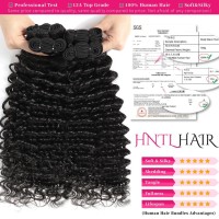 Hntl Deep Wave Human Hair Bundles 12A Brazilian Deep Curly Bundles Human Hair 3 Bundles 100 Unprocessed Virgin Remy Wet And Wav