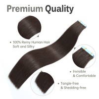 Jessbo Tape In Hair Extensions Human Hair Straight Dark Brown 100 Brazilian Human Hair 12 Inch 20Pcs 40Gpack Seamless Skin Wef