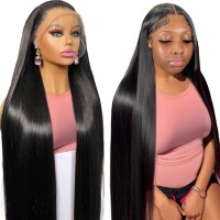 Cougarbeauty 13X6 Straight Lace Front Wigs Human Hair Pre Plucked Glueless Wigs Human Hair 200 Density Brazilian Straight Lace