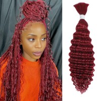 Human Braiding Hair 20 Inch Deep Wave Bulk Human Hair For Braiding Brazilian Curly Human Hair Extensions For Boho Braids Wet And