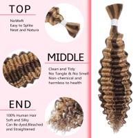 Ombre Human Braiding Hair For Boho Braids 24 Inch 1 Bundle 50G 427 Braiding Hair Deep Wave Honey Blonde Braiding Hair Highlight