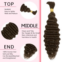 Deep Wave Bulk Human Braiding Hair For Boho Braids Chocolate Brown 100 Human Hair Unprocessed Brazilian Curly Human Hair For Hu