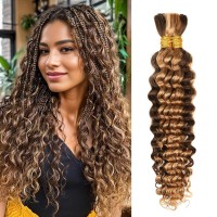 Clong Human Braiding Hair Deep Wave Bulk Human Hair For Braiding No Weft Curly Braiding Hair Extensions For Boho Braids Wet And