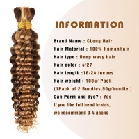 Clong Human Braiding Hair Deep Wave Bulk Human Hair For Braiding No Weft Curly Braiding Hair Extensions For Boho Braids Wet And