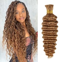 Human Braiding Hair Deep Wave Bulk Human Hair For Braiding No Weft Curly Braiding Hair Extensions For Boho Braids Wet And Wavy