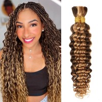 Human Braiding Hair Deep Wave Bulk Human Hair For Braiding No Weft Curly Braiding Hair Extensions For Boho Braids Wet And Wavy